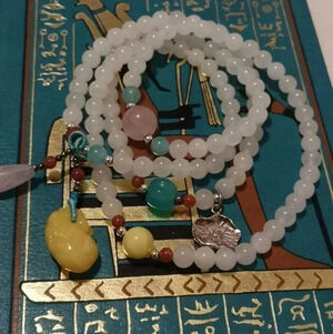 Natural stone and sterling  necklace